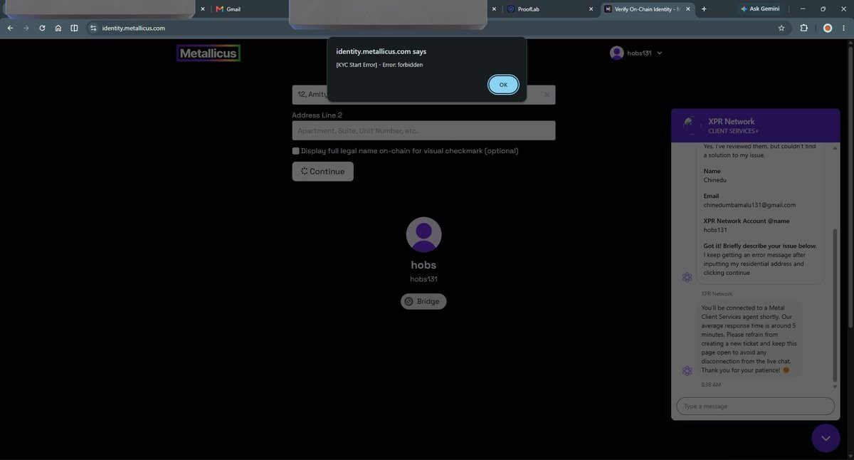 Hobs_131's tweet photo. Hello @MetallicusTDBN, i keep getting this error message while trying to verify my address. How do i find my way around this?? https://t.co/RXMSuHiDJ0