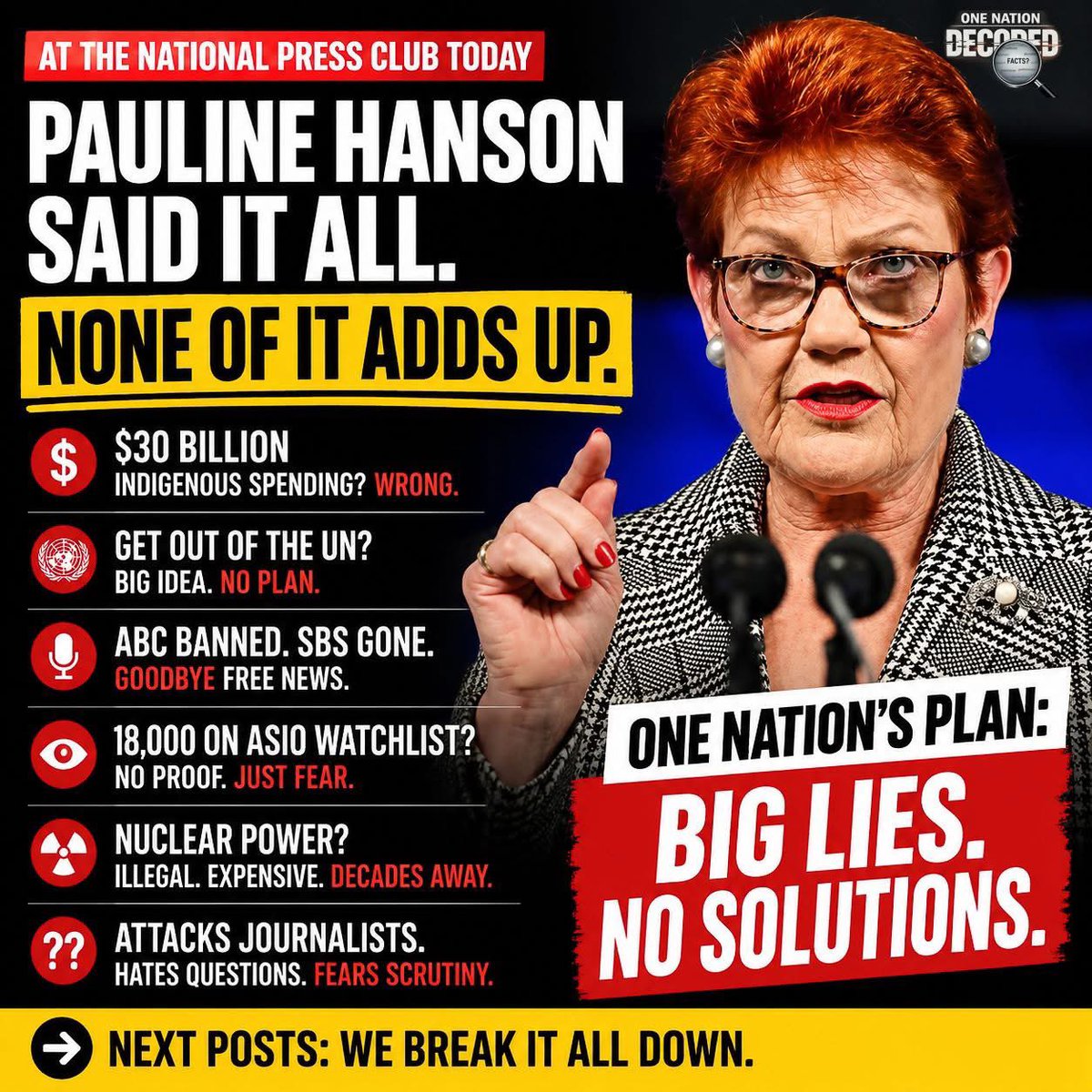 elg123's tweet photo. @macsween_prue @OneNationAus Oh yes? Full of lies, made up statistics, insults, hatred, and a total disregard for who and what Australians are. Workers should remain lower paid, childcare workers shouldn’t need to be educated, bosses can sack at will, alienated our closest neighbors and allies. What a mess. https://t.co/kYnac06GYe