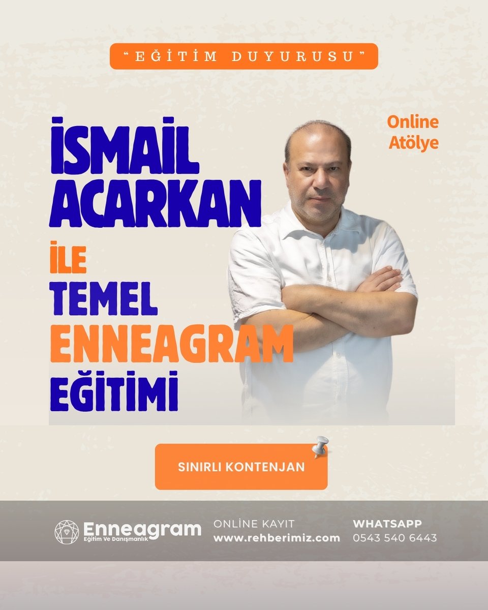 EnneagramEgitim's tweet photo. ✨TEMEL ENNEAGRAM EĞİTİMİ

Modül 1 – Temel Enneagram Eğitimi ile Enneagram Mizaç Merkezli Kişilik Metodolojisinin temel kavramlarını ve 9 mizaç yapısını keşfedin.

☎️ Whatsapp Destek Hattımız: 0543 540 64 43  

📷 Ayrıntılı bilgi, kayıt için: https://t.co/Twd4N1wtBA https://t.co/7ips6zIjS9