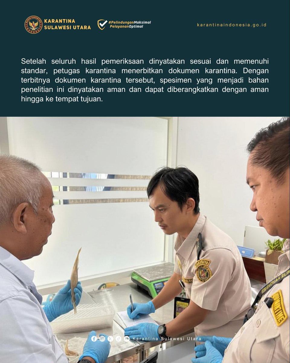 karantinasulut's tweet photo. Dukung Penelitian, #KarantinaSulawesiUtara Sertifikasi Spesimen Ikan ke BRIN

#KarantinaIndonesia @BarantinRI https://t.co/m57zYI2BB0