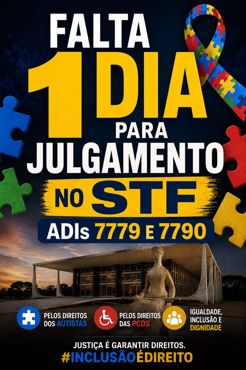 instituto_azul's tweet photo. Nós precisamos mobilizar o país hoje e durante a manhã de quinta-feira, mostrando que as pessoas de bem da Sociedade não aceitam a injustiça promovida pela Lei da Reforma Tributária contra pessoas com autismo e deficiência.

🧶O STF julgará na tarde de quinta-feira(18/06) https://t.co/zthuRYj9pg