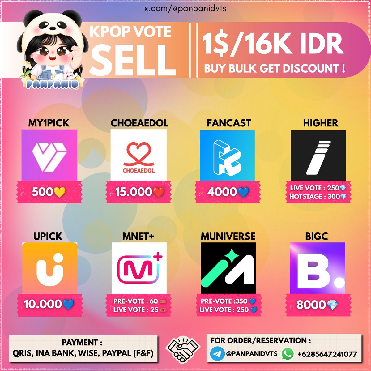 Panpanid : Selling KPop Vote tweet media