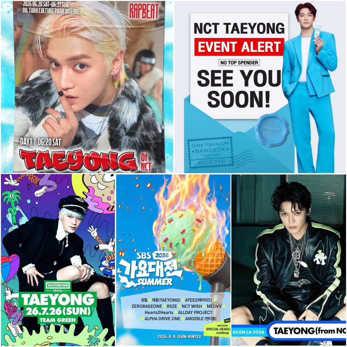ty_cherie's tweet photo. #TAEYONG SCHEDULE 2026

JUNE
🗓️ (17) Everline Video Call Event (7PM KST)
🗓️ (18) Yes24 Video Call Event (7PM KST)
🗓️(18) Xiaomang Video Call Event 
🗓️ (20) RapBeat 2026 Festival
🗓️ (21) NY Music Fansign and Photo Event in Macau
🗓️ (21) NY Music Video Call Event in Macau
🗓️ (21) NY Music Cafe Event in Macau
🗓️ (22) Mumo Video Call Event (6PM JST)
🗓️ (23) Hello Live Video Call Event (7PM KST) 🆕

JULY
🗓️(3) Makestar Fansign & Photo Event Kuala Lumpur 
🗓️(4) CLEAR NOSE Event Thailand 
🗓️(5) TAEYONG x Shopee Cafe and Fansign Event Bangkok (update) 
🗓️(26) Waterbomb Seoul 2026 

AUGUST
🗓️(9) 2026 SBS Gayo Daejeon Summer
🗓️(14-15) KCON LA 2026

And still counting….