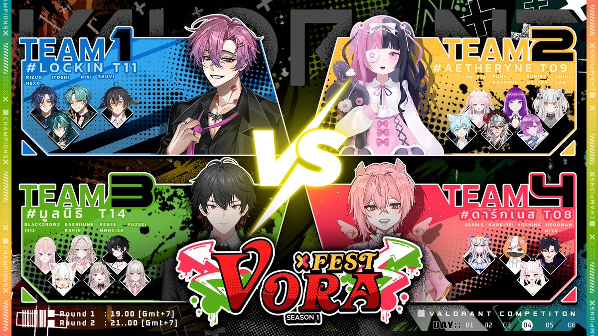 StarlightVparty's tweet photo. 【#VORASS1】Valorant VtuberTH Tournament | DAY 04

  ศึกเดือดระหว่าง #VtuberTH กำลังจะเริ่มขึ้น    
ทีม #LOCKINT11 VS ทีม #AETHERYNET09  
ทีม #มูลนิธิT14 VS #ดาร์กเนสT08 

📅วันที่ 17 เดือน มิถุนายน 2026      
ที่ Youtube ช่อง STARLIGHT VPARTY
https://t.co/rF2RRMlFSK https://t.co/6TaPbVUGSL
