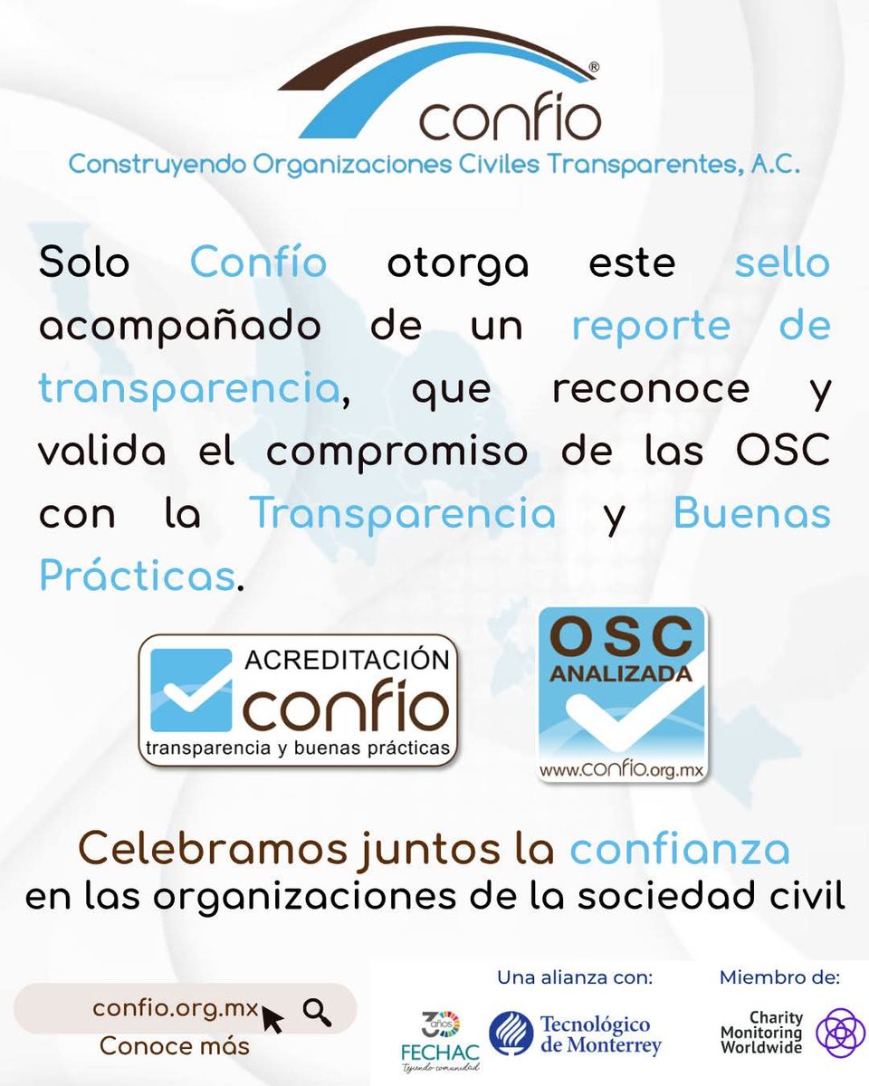 ammacong's tweet photo. Orgullosos de ser una de las 215 OSC en México con el sello de Transparencia y Buenas Prácticas de @Confio_OSC. ¡En AMMAC la confianza y la rendición de cuentas son nuestra prioridad! 🙌💙

​Lee nuestro reporte de evaluación aquí: https://t.co/LwXwvhAzCH

​#SelloConfío #AMMAC https://t.co/N9nk1mBiLX