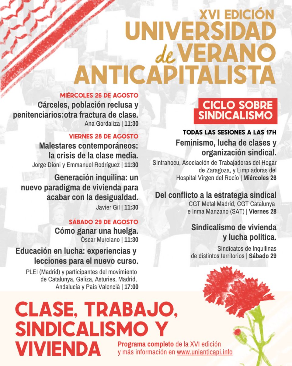 anticapi_'s tweet photo. 👥 Este año en la Universidad de Verano anticapitalista pensamos en común todas las posibilidades y retos de las luchas sindicales. Educación, vivienda, trabajos de cuidados y mucho más.

🎫 Conoce aquí todo el programa e inscríbete: https://t.co/aCup01KWSr https://t.co/YcrxIJg0zW