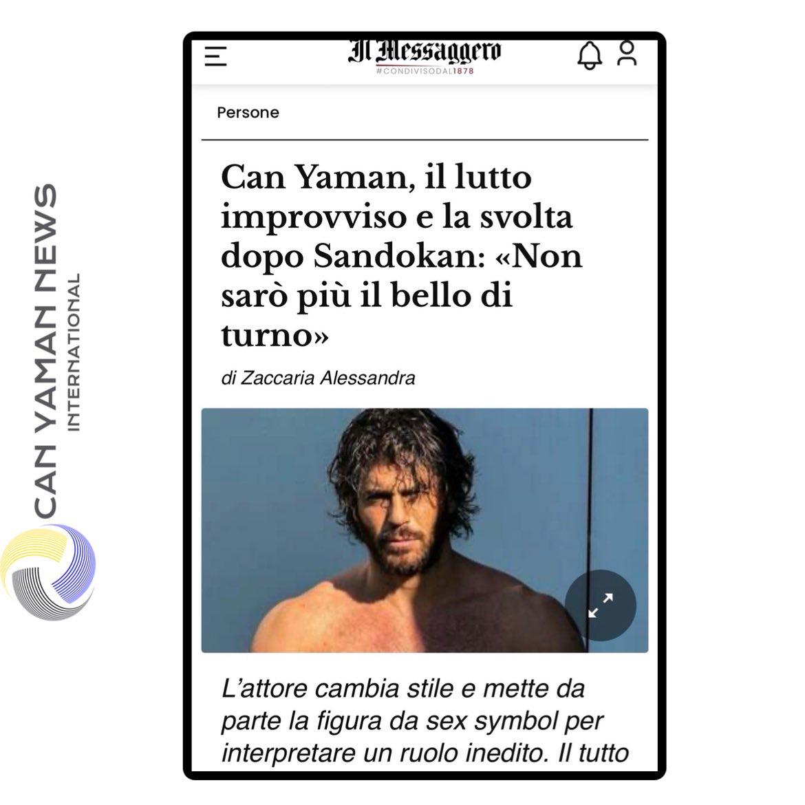 CanYamanNewsInt's tweet photo. 🇮🇹 🗞️ | Il Messaggero - #CanYaman, the sudden loss and the turning point after Sandokan: "I'll no longer be the handsome guy."

https://t.co/8uMhjco8At https://t.co/uYSvZAUBaJ