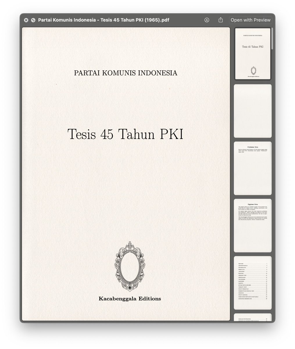 KacabenggalaEds's tweet photo. Tesis 45 Tahun PKI memuat sejarah, strategi, dan program politik PKI pada 1965: dari perjuangan anti-imperialisme dan reforma agraria hingga front persatuan, kebudayaan, kaderisasi, serta gagasan revolusi yang dianggap belum selesai.

https://t.co/sK6SbRA6qD https://t.co/7zYRsbuPLY