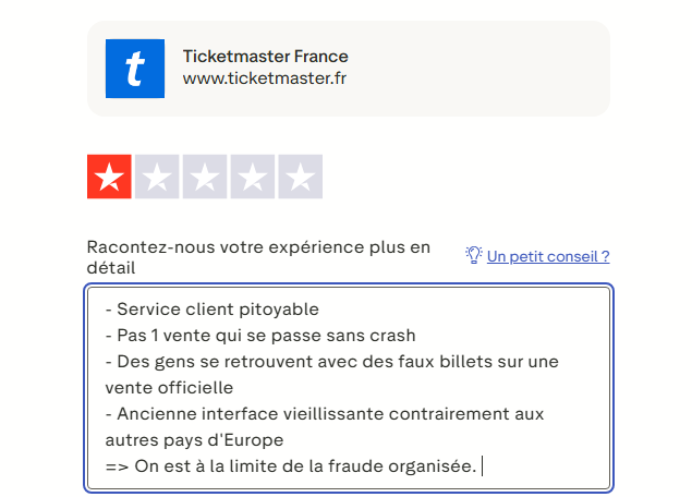 louissvh's tweet photo. je pense que c'est un bon résumé de votre service @TicketmasterFR non ? https://t.co/AtzsgdPNeF