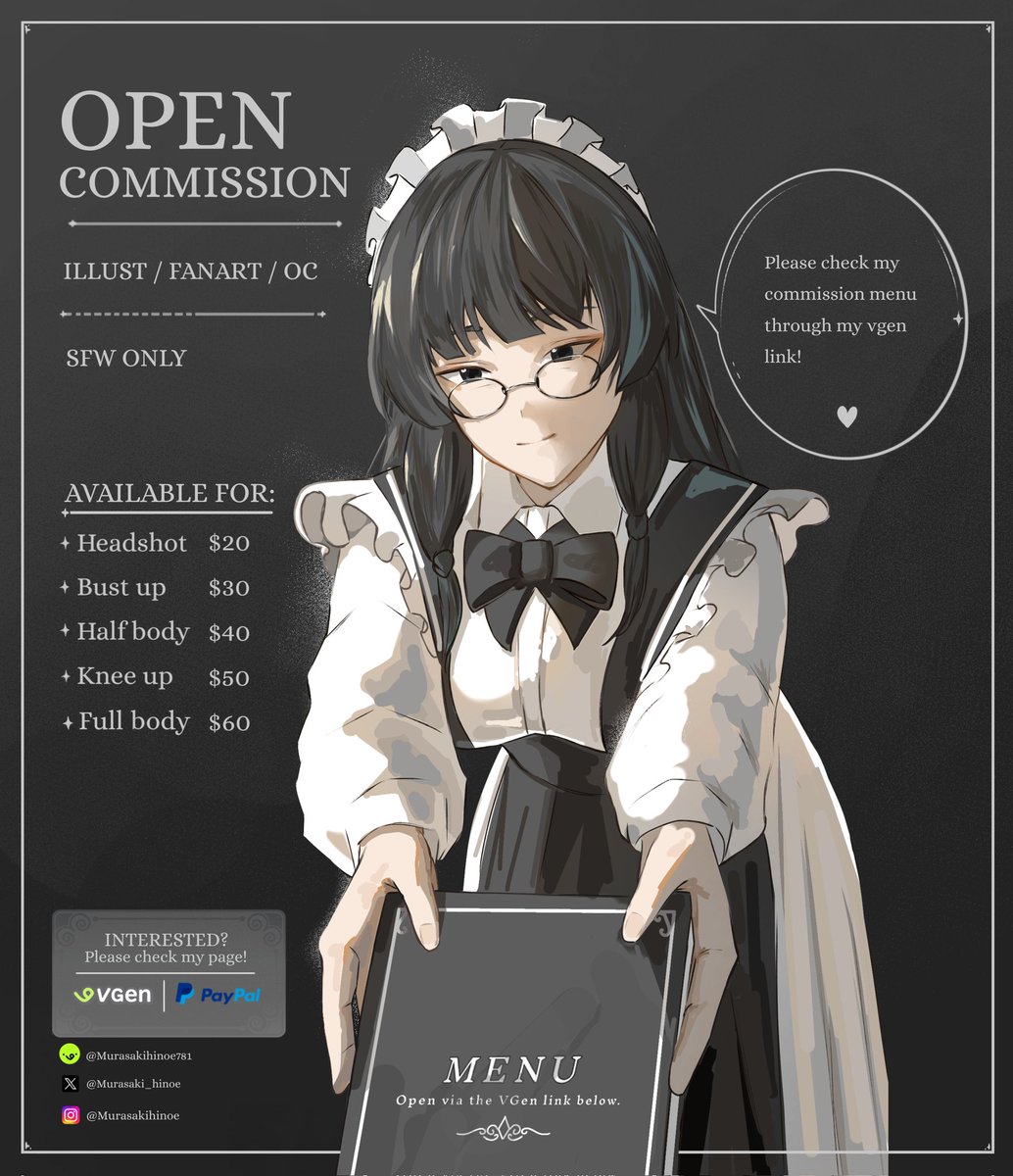 Murasaki_hinoe's tweet photo. ✨ COMMISSION OPEN ✨

[♡ + ⟳ appreciated!]

Please check the links below for commission details and pricing 💗

Vgen link:https://t.co/c93UcZJvBF

🇮🇩 Local ID clients: DM me

#commission #commissionopen #vgencomm https://t.co/jsNPSUdjvC