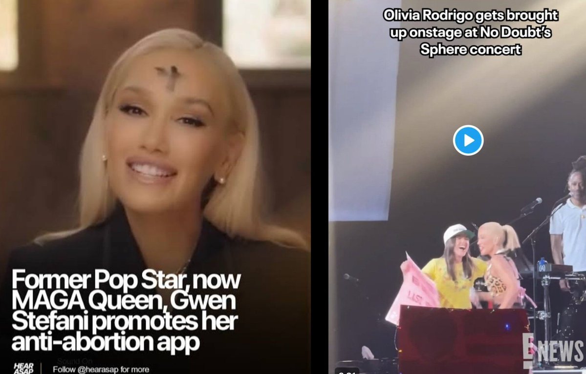 swiftandrotten's tweet photo. @BlossomAboveAll olivia with gwen stefani, who's not only a maga but also hates abortions, but sure olivia isn't a maga and she's a feminist https://t.co/dsTHKc5GOZ