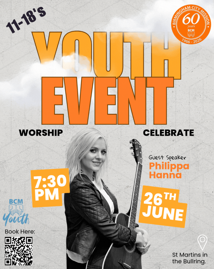 bcmyouthbham's tweet photo. Come to our celebratory Youth Event held on Friday 26th June at St Martin's. We want to give God thanks for what he has done and is doing. With Philippa Hanna &amp; band + Rich &amp; Rachel Hendrikson.  book your group via: https://t.co/hB1fdiqojZ more at https://t.co/yPWdATmqCb https://t.co/5k9uM4otR6