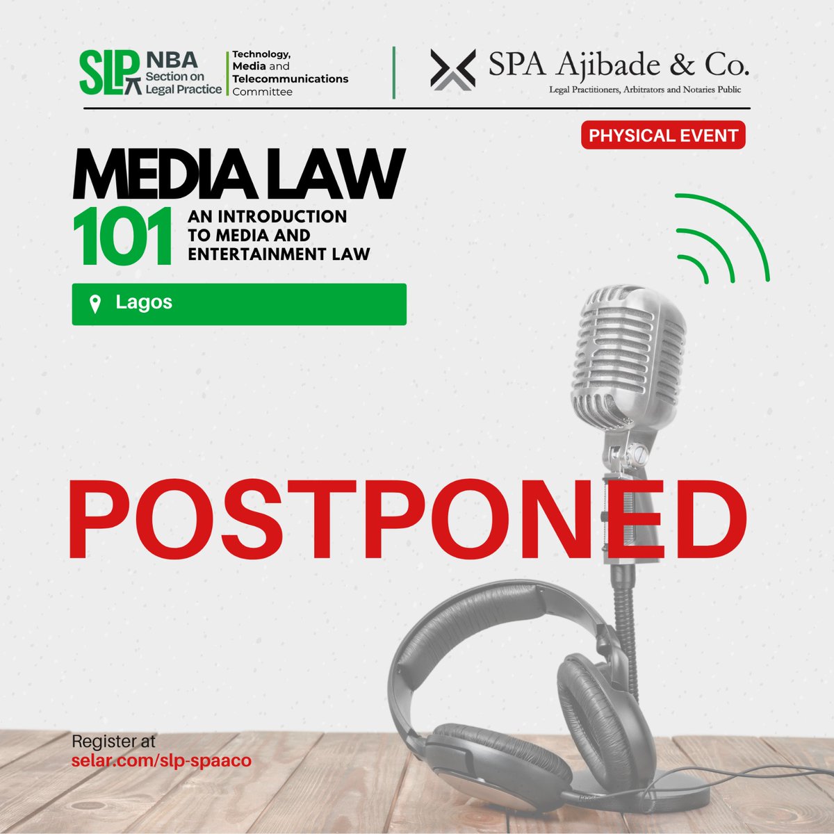 nba_slp's tweet photo. Due to the severe weather conditions, the Media Law 101 seminar has been postponed until further notice.

We prioritise the safety of all participants and appreciate your understanding.

A new date will be communicated soon. 

We apologise for any inconvenience this may cause. https://t.co/sC1n07Iv0z