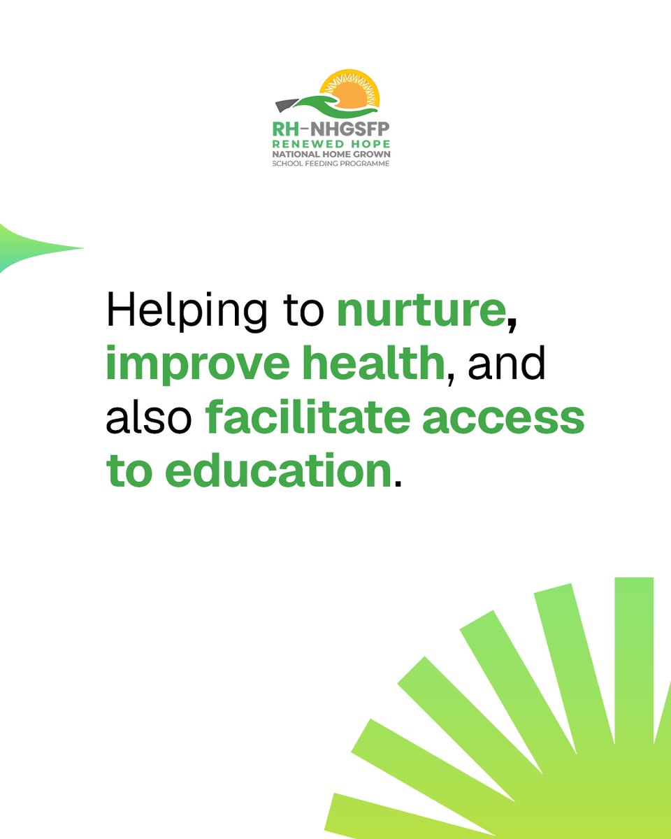 RH_NHGSFP's tweet photo. A child who is well-fed is better prepared to learn. Through the Renewed Hope National Home-Grown School Feeding Programme, we're investing in healthier children and stronger futures.   #FeedAMindFuelAFuture https://t.co/oifws6eayP