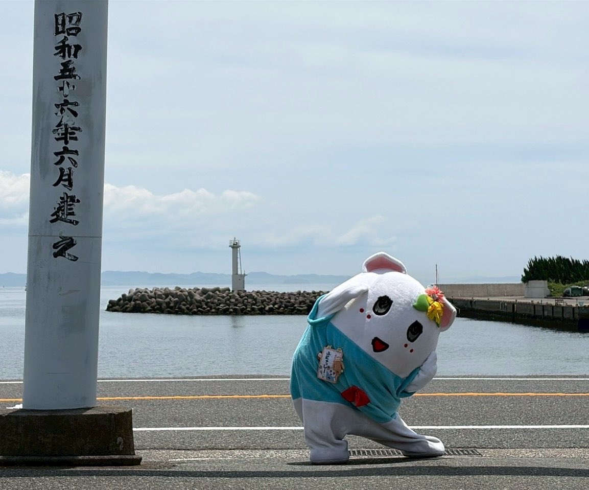 funassyi's tweet photo. (。゜▽゜)海がとっても似合うふにゃ♪ https://t.co/wdSB1okmUi