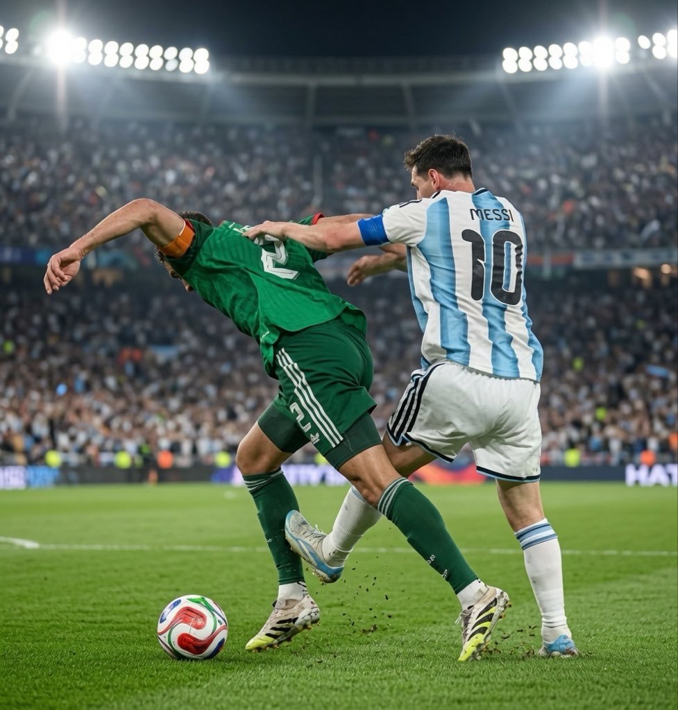 TOUCHSPORT2's tweet photo. 🚨 𝗡𝗘𝗪: This challenge by Lionel Messi is currently going completely viral on all Social Media.

Many football fans can’t believe that he got away with this, some even state he is being protected by the referee https://t.co/2U9XIp5iQL