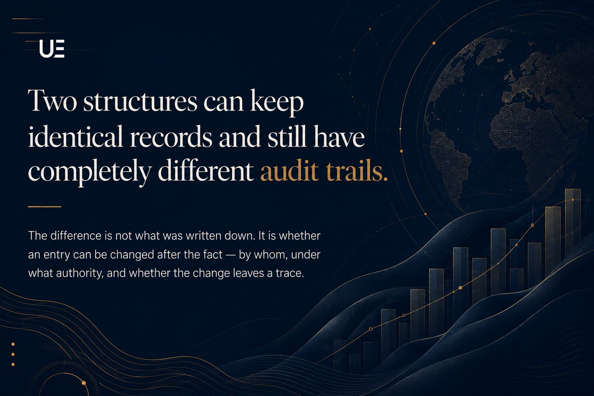 DUniverseEye's tweet photo. Two records can say the same thing.
Only one may show what happened after.
A record preserves information.
An audit trail preserves accountability.
— The Universe Eye · https://t.co/I6IHO48hUx
#TheUniverseEye #GovernanceFirst #AuditTrail #DigitalRecords #CorporateGovernance https://t.co/LnabNTR7F1