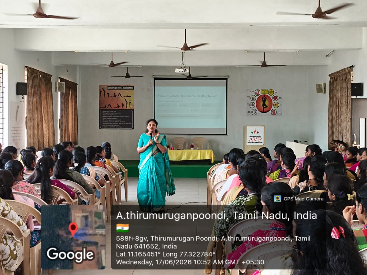 avpcas's tweet photo. The School of Applied Commerce (PA) organized a Life Skill Training Programme on “Mental Wellness for a Better Life” on 17 June 2026 at 10.30 a.m.Dr. S. Priyanka, Assistant Professor, Dept. of Commerce with International Business, Dr. N.G.P. Arts &amp; Science College,resource person https://t.co/rkwKnbBaQ4