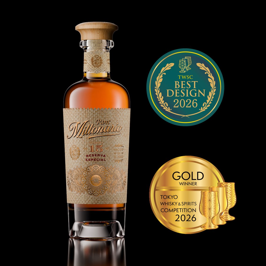 rossierossidoc's tweet photo. Tokyo Whisky &amp; Spirits Competition

Ron Millonario Numero 15 Reserva Especial once again, like in previous editions, won a Gold Medal and also received the Best Design Award, presented to items from among the winners of TWSC 2026 that feature outstanding label and bottle design. https://t.co/3QZBORtU3f
