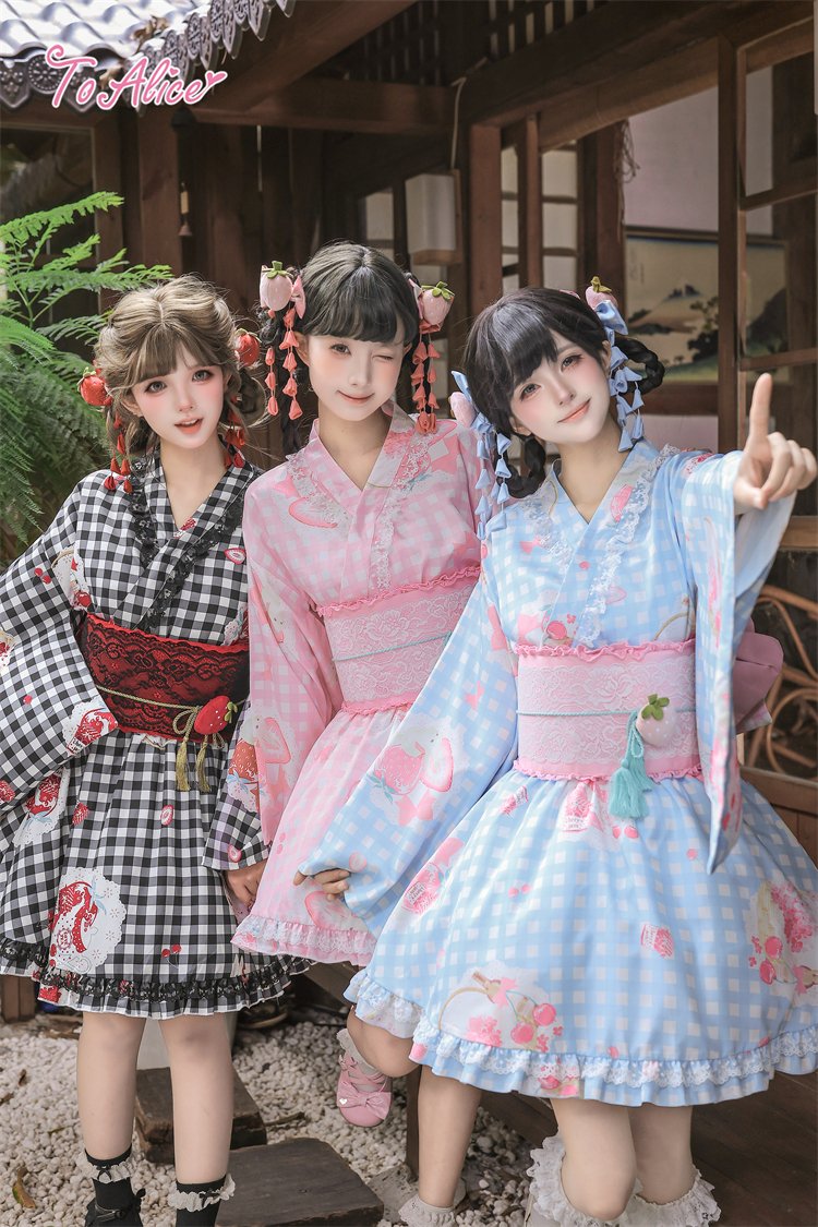 ToAlice いちごギンガムチェック浴衣セット ピンク ❤️ToAliceJapan❤️  Pre Order / 6月22日(月)まで🌟ご予約受付中