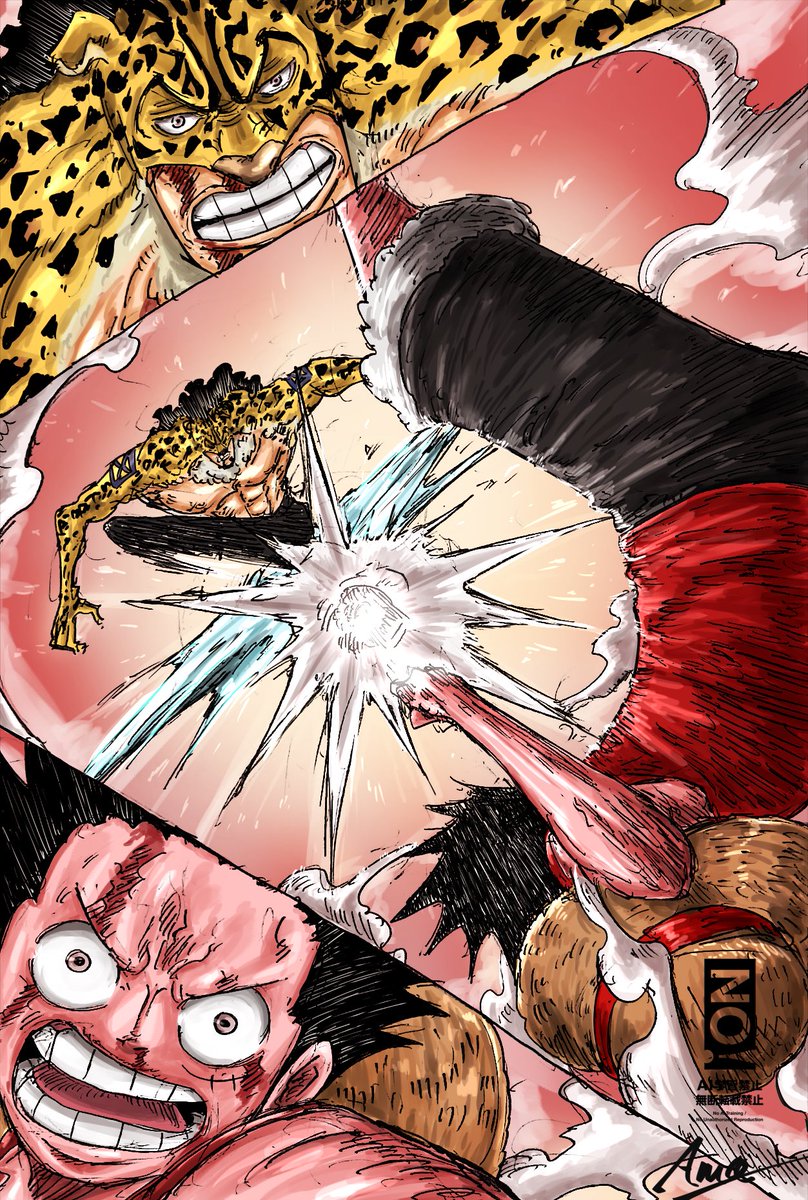 XgInrw's tweet photo. ルフィvsルッチを描いてみました！
アニメオリジナルのギア2の赤みがかった肌が好きです🤩
#ONEPIECE #fanartㅤㅤㅤㅤ https://t.co/xVeohYDp60