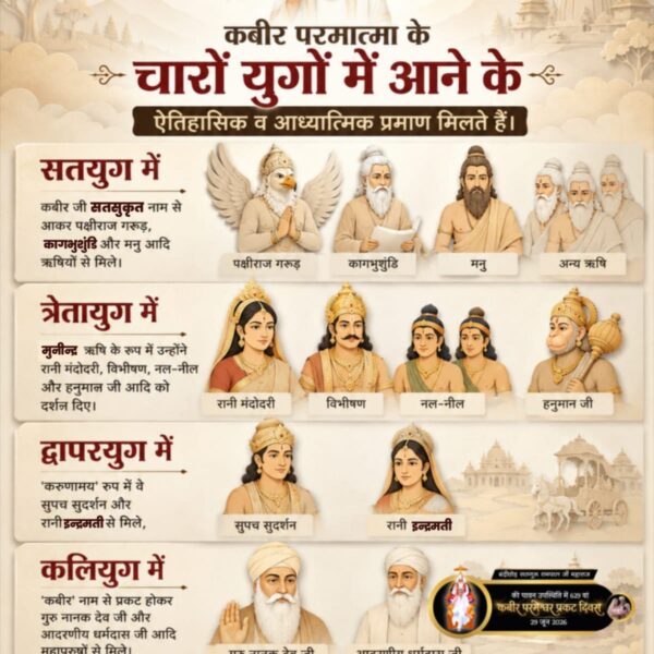 DashRamasankar's tweet photo. ♦️ द्वापरयुग में 'करुणामय' रूप में आए कबीर साहेब ने रानी इन्द्रमती की रक्षा की:
डसी सर्प नै जब जाय, पुकारी इन्द्रमति अकुलाय।
आप ने तुरंत करी सहाय, बहरूली मंत्र सुनाने वाले।।

#परमात्मा_चारों_युगमें_आतेहैं
God Kabir In 4Yugas https://t.co/L9qFG2paZk