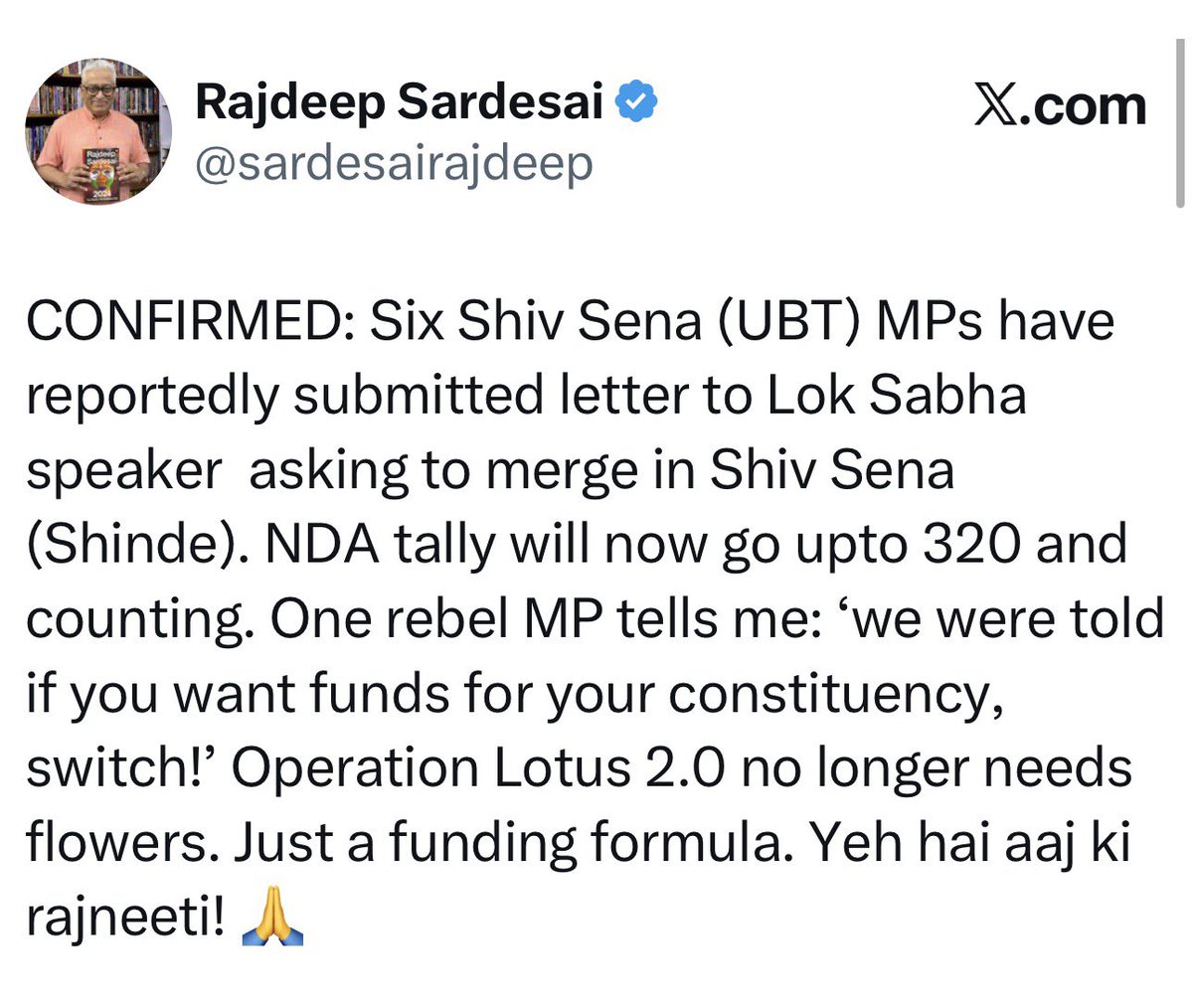 vijaythottathil's tweet photo. Why are we conducting election to waste money and make mockery of people’s mandate when they can switch on their wish and fancies?? 

Until and unless these laws are completely overhauled our democracy will be destroyed soon, yesterday it was TMC, today Sena & tomorrow it could be SP or some other party! 

Modi & Co is destroying indian democracy..