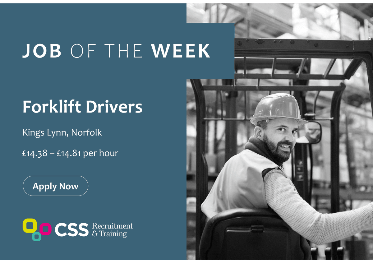 CssRecruitment1's tweet photo. 𝐉𝐨𝐛 𝐎𝐟 𝐓𝐡𝐞 𝐖𝐞𝐞𝐤 🚀

​We are currently recruiting experienced Forklift Truck Drivers to join a busy frozen food facility based in King’s Lynn 👇

This is a great opportunity to work within a well-established team.

💷 £14.38 - £14.81 per hour

#JobOfTheWeek https://t.co/eBJQuZpd8B