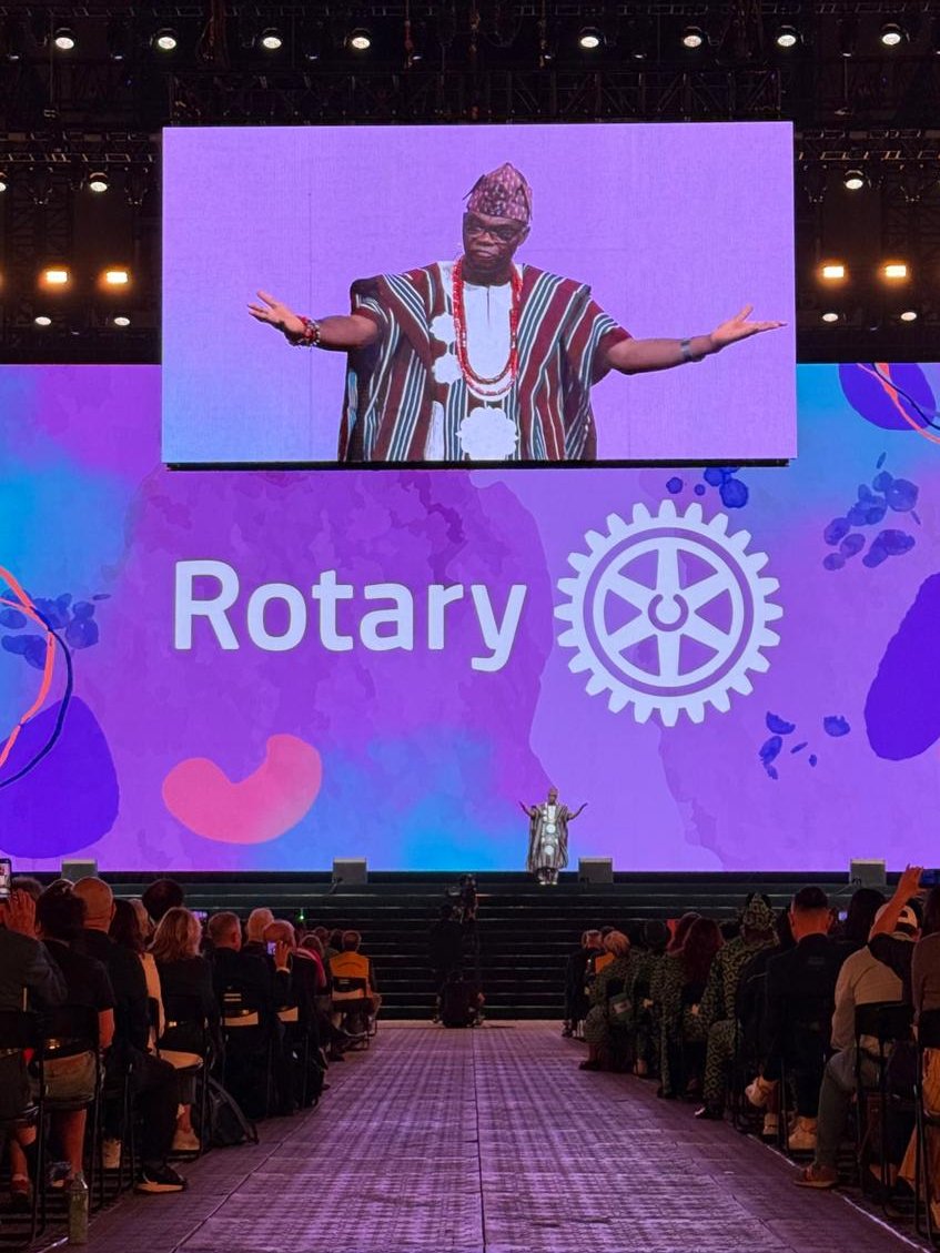 Rotary's tweet photo. President-elect Yinka Babalola called on Rotary members to focus not just on what we do, but what endures. #Rotary26 https://t.co/diri1yID1C