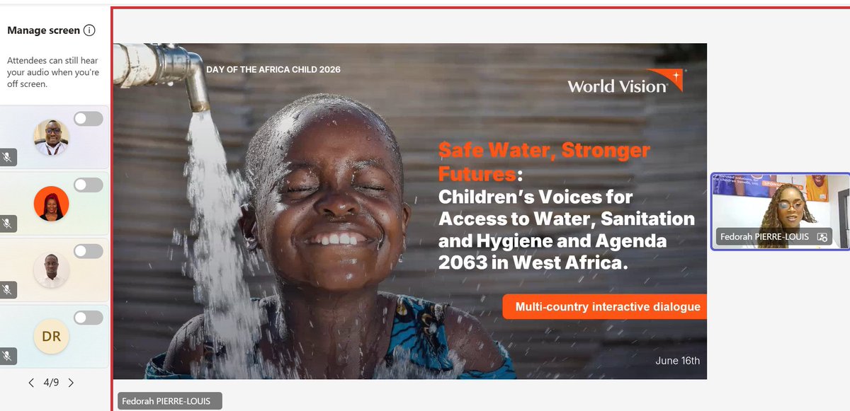 WorldVisionSN's tweet photo. Journée Enfant Africain. Lors d'une rencontre le 16 juin 2026, @WorldVision Afrique de l'ouest a appelé  décideurs à agir pour régler les problèmes d'eau qui affectent bien-être des enfants &amp; communautés. 
#DAC #wash #eau #assainissement #education 
@mashanubian @ColyHyaceinthe https://t.co/Sb20ALdHdU