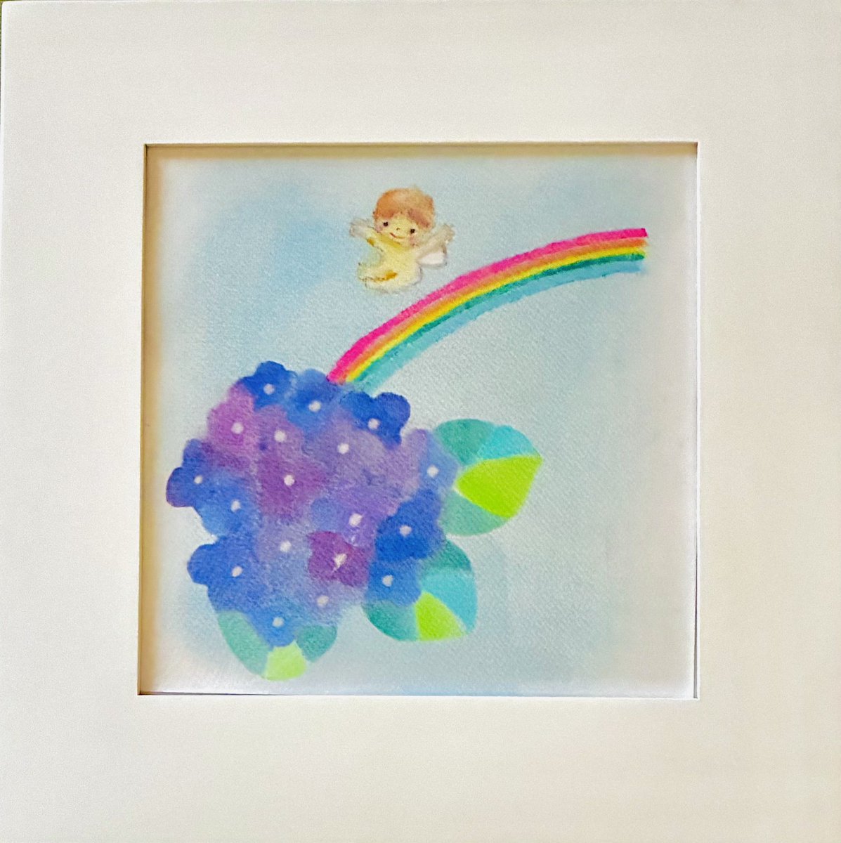 パステルアート🖼️ 「紫陽花と虹と天使」