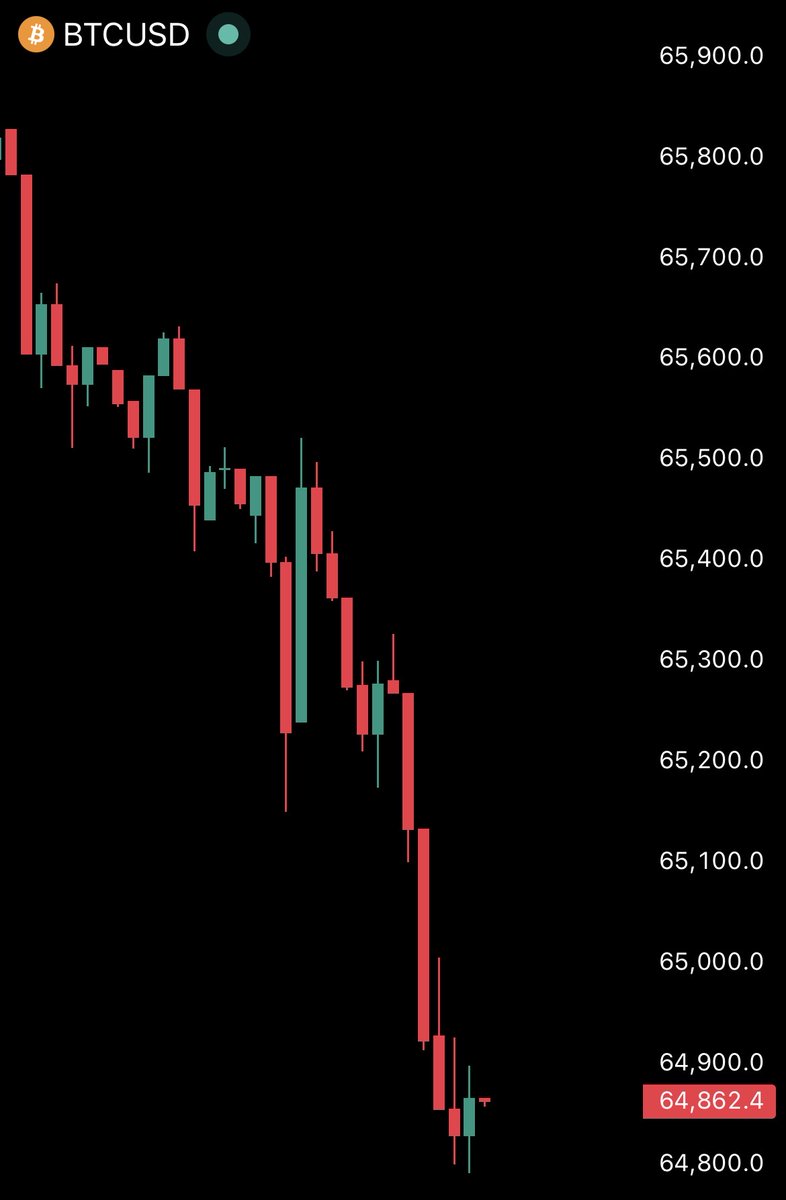 cryptogoos's tweet photo. 🩸CRASH: 

Bitcoin falls under $65,000. https://t.co/xlPklDCIOB