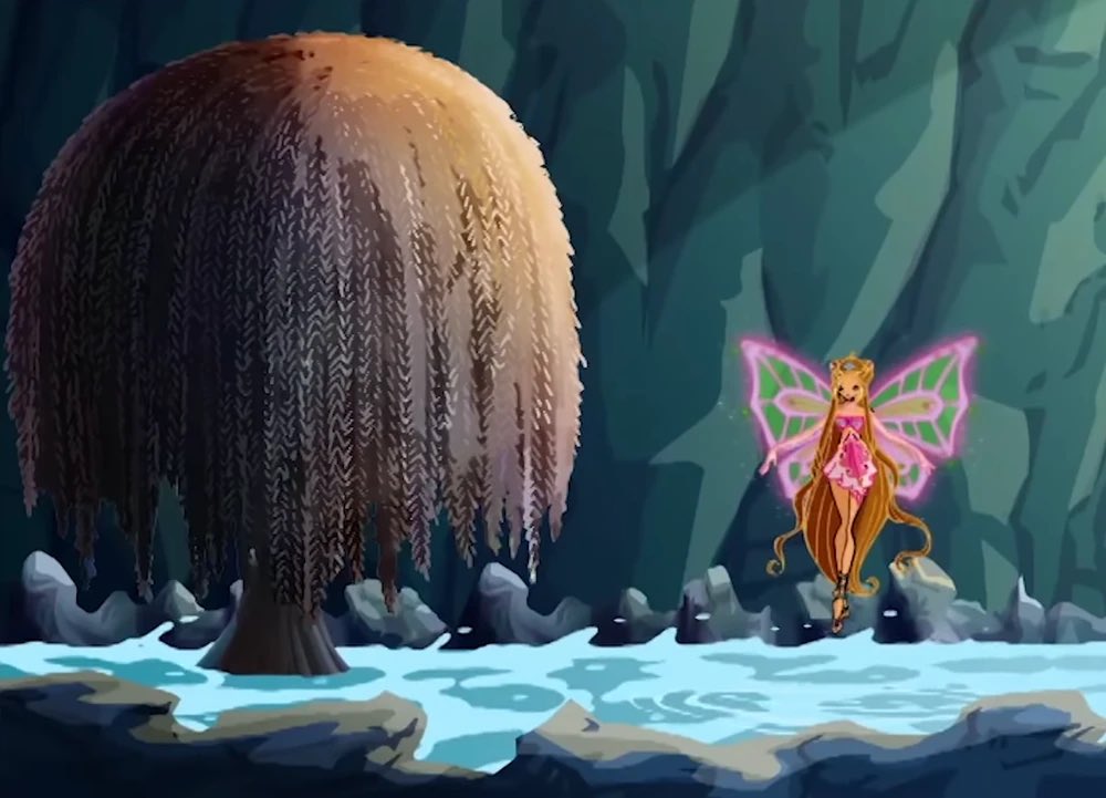 enchntixstella's tweet photo. flora’s sacrifice was foreshadowed before it happened: the sage tells the winx that lulia used to have 2 sister willows but one of them died resulting in the other one crying &amp; creating the waterfall. flora literally DIED too for her sister. only one sister survived too (miele) https://t.co/JRmmlHwlgo