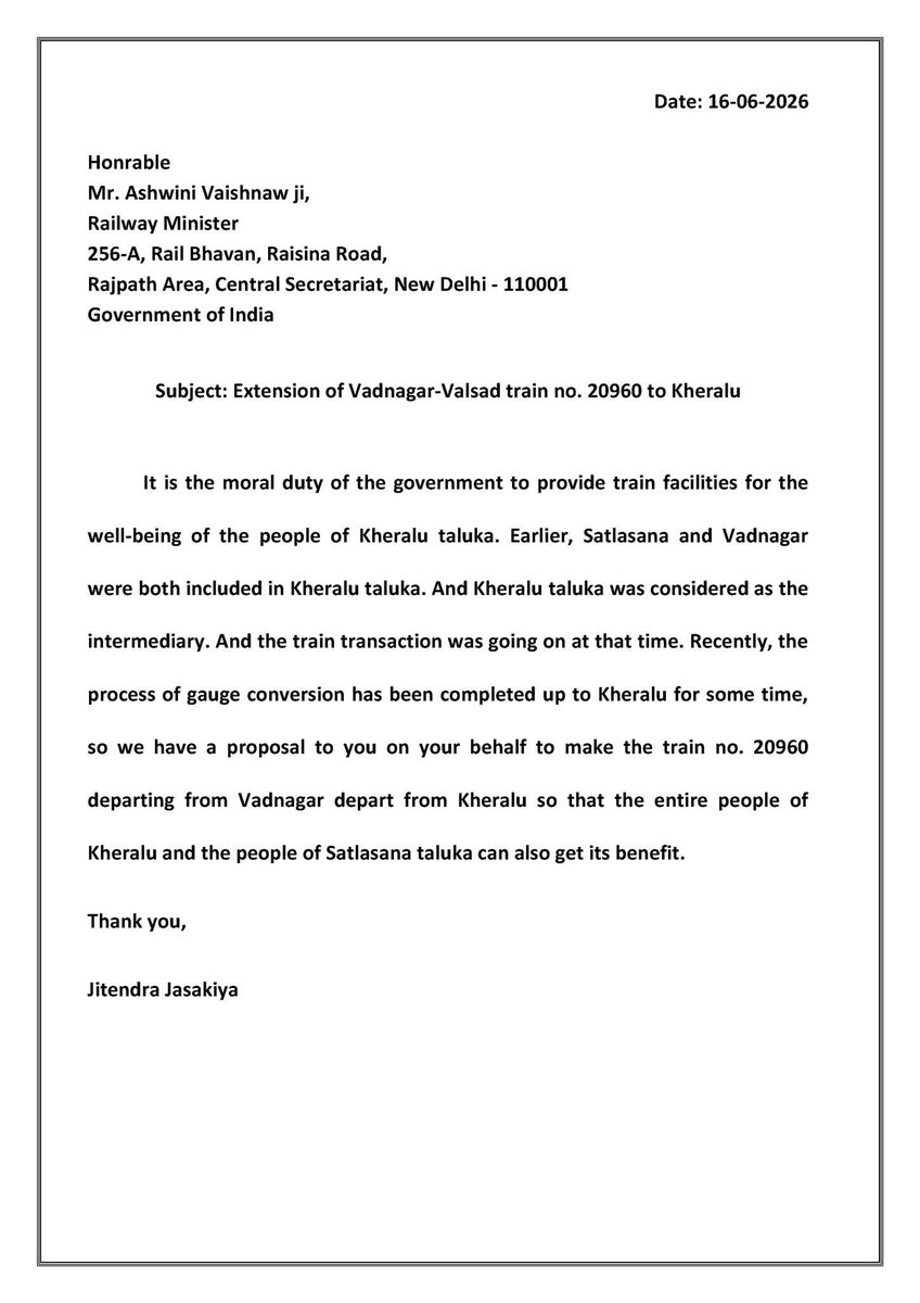 jitendrajaskiya's tweet photo. @AshwiniVaishnaw Honrable Sir, please consider our request. https://t.co/65RW8x96Zu