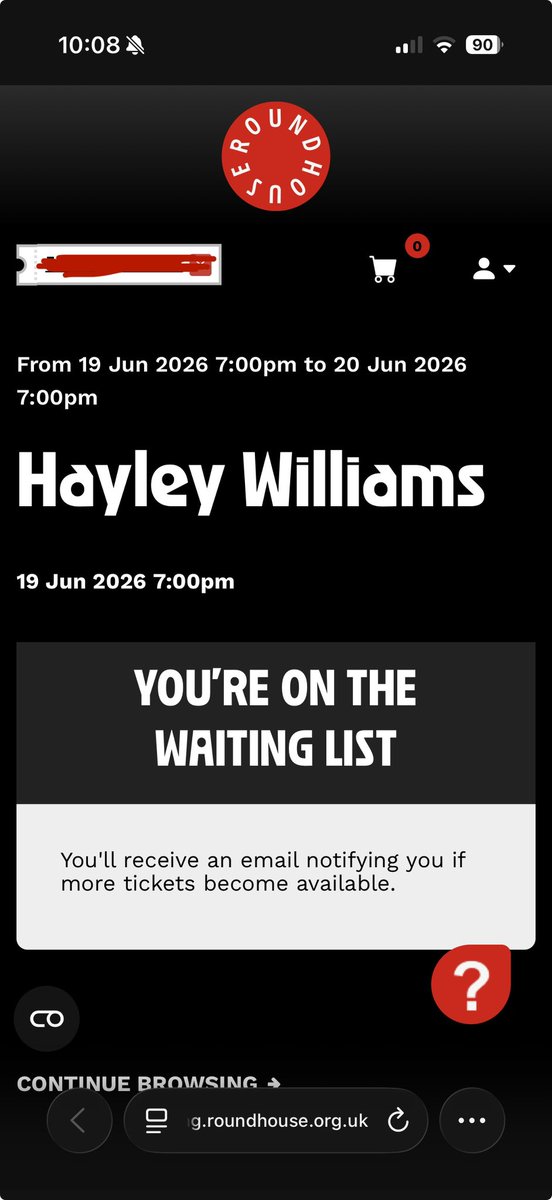 hellboundhan's tweet photo. I was in the queue @RoundhouseLDN just for me to be pushed out onto this page which hasn’t changed, it doesn’t show me the tickets available at all. This is the same page I was viewing before the tickets went live. 😡😭 https://t.co/vbBKEGJu6A