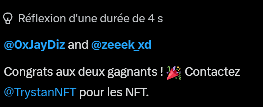 TrystanNFT's tweet photo. Hello everyone! 🎉

I'm happy to announce the two winners of the giveaway! Congratulations to:

🏆 @0xJayDiz 
🏆 @zeeek_xd 

Please send me a private message so we can determine who will receive the rarest NFT. 😉

Wishing everyone a wonderful sunny Wednesday! ☀️ Let's keep our fingers crossed for a strong ETH performance today. 🚀

And that's not all—another giveaway is coming soon, exclusively for holders with more than 50 NFTs in their collection! 🎁

Thank you all for your continued support and participation. ❤️