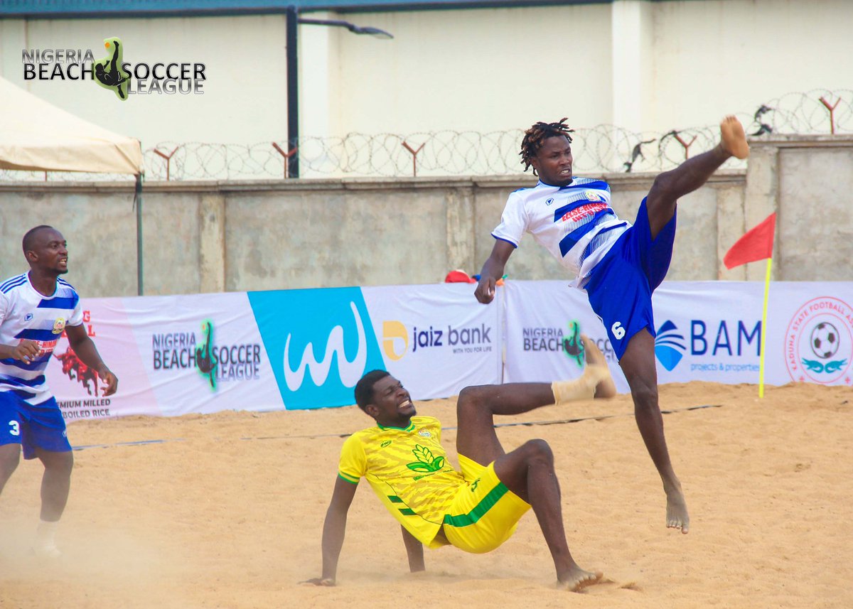 NgrBeachSoccer's tweet photo. Pictures from Matchday two of 2026 Nigeria Beach Soccer League (NBSL) Round two in Kaduna State 

#NBSL #NBSLS6 #NBSL26 #Beachsoccer https://t.co/CL1gpR10qW