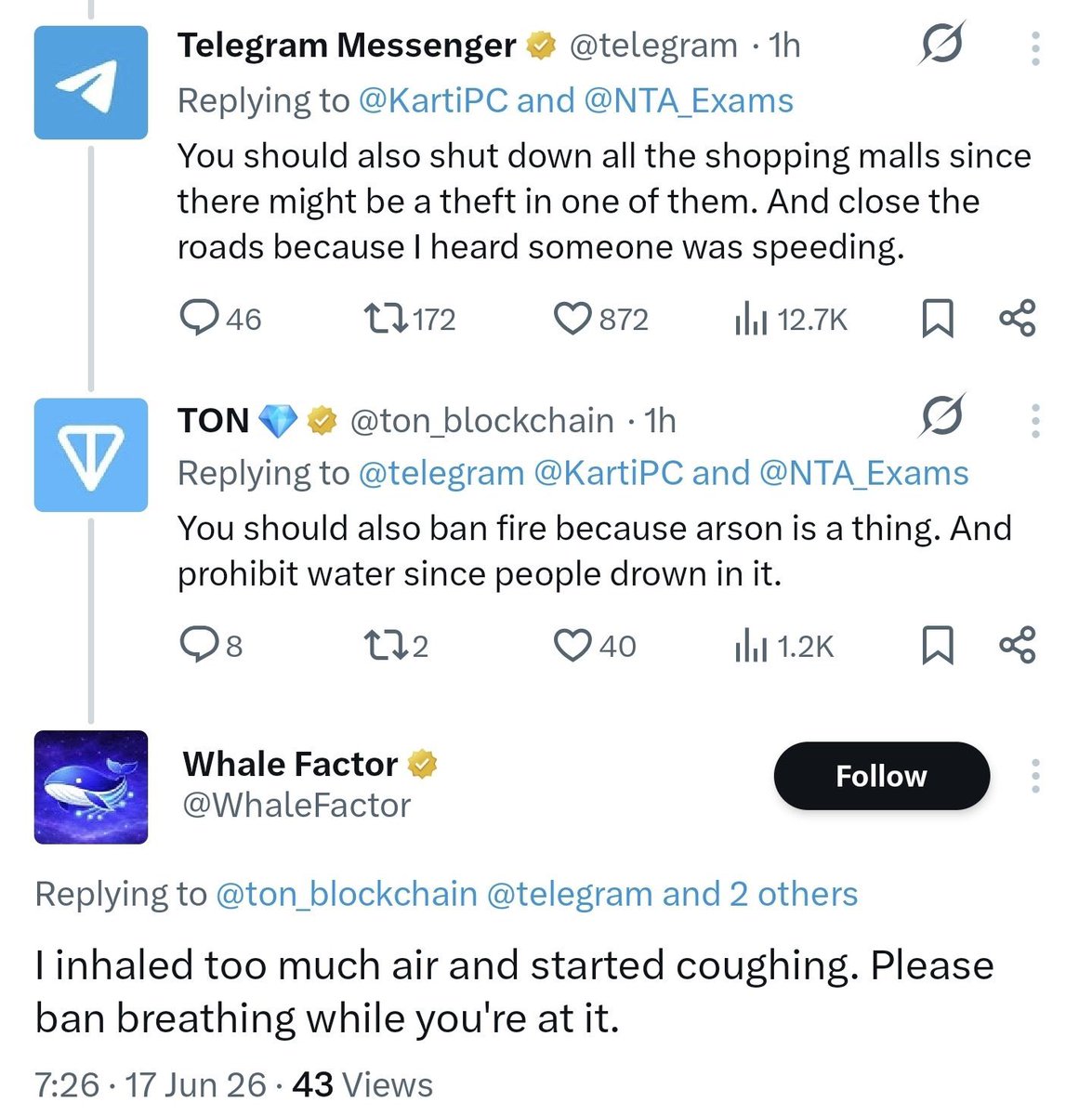 mrjethwani1's tweet photo. We’ve officially entered peak Vishwaguru mode. Getting roasted by Telegram’s official account on the global stage. NTA and the incompetent BJP government must be proud. 🤡 https://t.co/RviThJCWbr