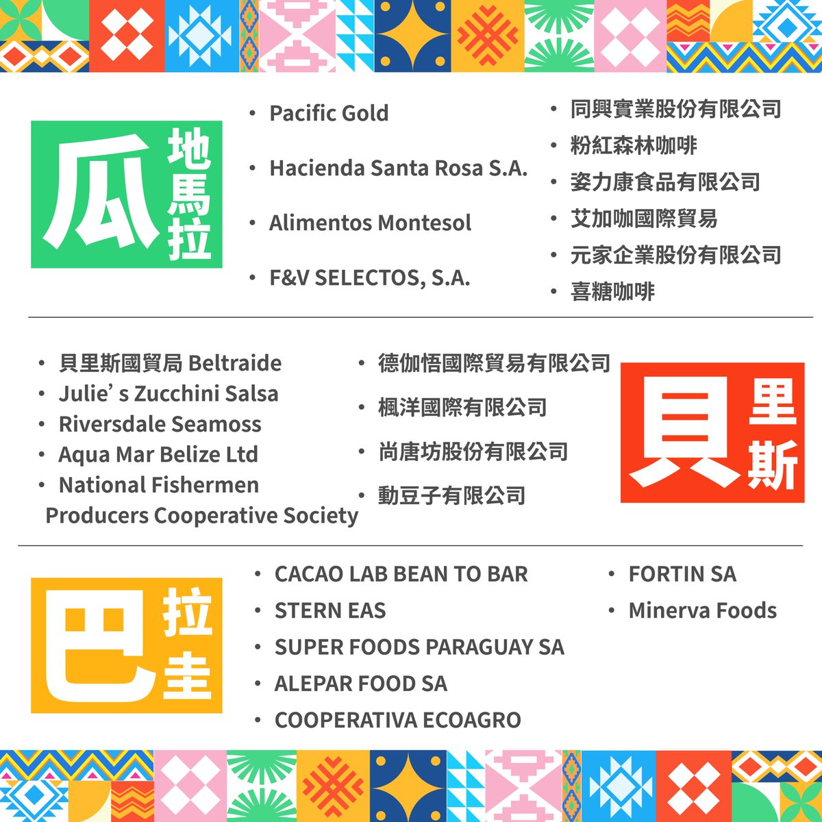 lactotw's tweet photo. 🥭🦞 2026台北國際食品展即將登場 ☕🍫
​
一年一度的 #台北國際食品展 即將開幕🎉 #中美洲經貿辦事處 再度攜手友邦瓜地馬拉🇬🇹、貝里斯🇧🇿及巴拉圭🇵🇾打造「拉丁美洲館」✨，邀請大家一起認識來自中南美洲的特色食材與風味文化！

#CATO #FoodTaipei #拉丁美洲館 #瓜地馬拉 #貝里斯 #巴拉圭 #中美洲友邦 https://t.co/81G9eorhRK