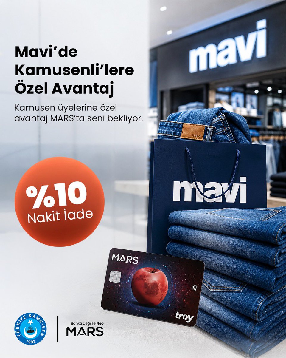 Kamu_Sen's tweet photo. 🔴Market, giyim, akaryakıt, teknoloji ve daha fazlasında kazanç seni bekliyor! 

🔴MARS’ı indir, davet kodu alanına KAMUSEN yaz, Kamu-Sen dijital kartın ile ayda 2000TL’ye kadar kazan. 
Hemen indir: 
https://t.co/kYNQrEqfk8 https://t.co/9zXef6akGb