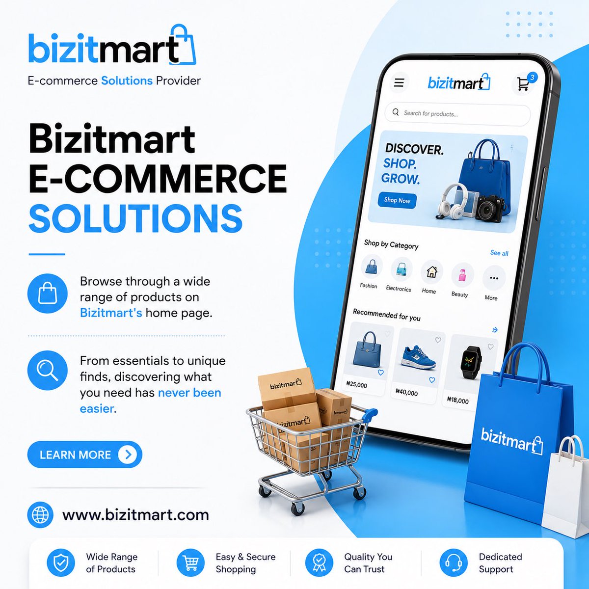 BizitMart's tweet photo. Discover More. Shop Smarter. 🛒

From everyday essentials to unique finds, Bizitmart brings everything you need together in one place.

🌐 click the link in bio to get started 

#Bizitmart #ShopOnline #Ecommerce #OnlineShopping #ShopSmart Marketplace BizitMartStores https://t.co/TmSGdw50Gb