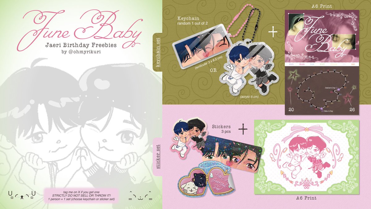 ohmyrikuri's tweet photo. jaeri birthday online freebies by @ohmyrikuri

✩ rt &amp; like this tweet
✩ for ina wishzen &amp; jaerist only
✩ co 🍊 6.000 (no rf) // on 19.6 (20.00)
✩ limited qty, 1 person = 1 set (choose keychain/sticker set)

https://t.co/6lsG4FrlY0

DON’T sell/throw it, tag me if you get one! https://t.co/8c50zeOFUV