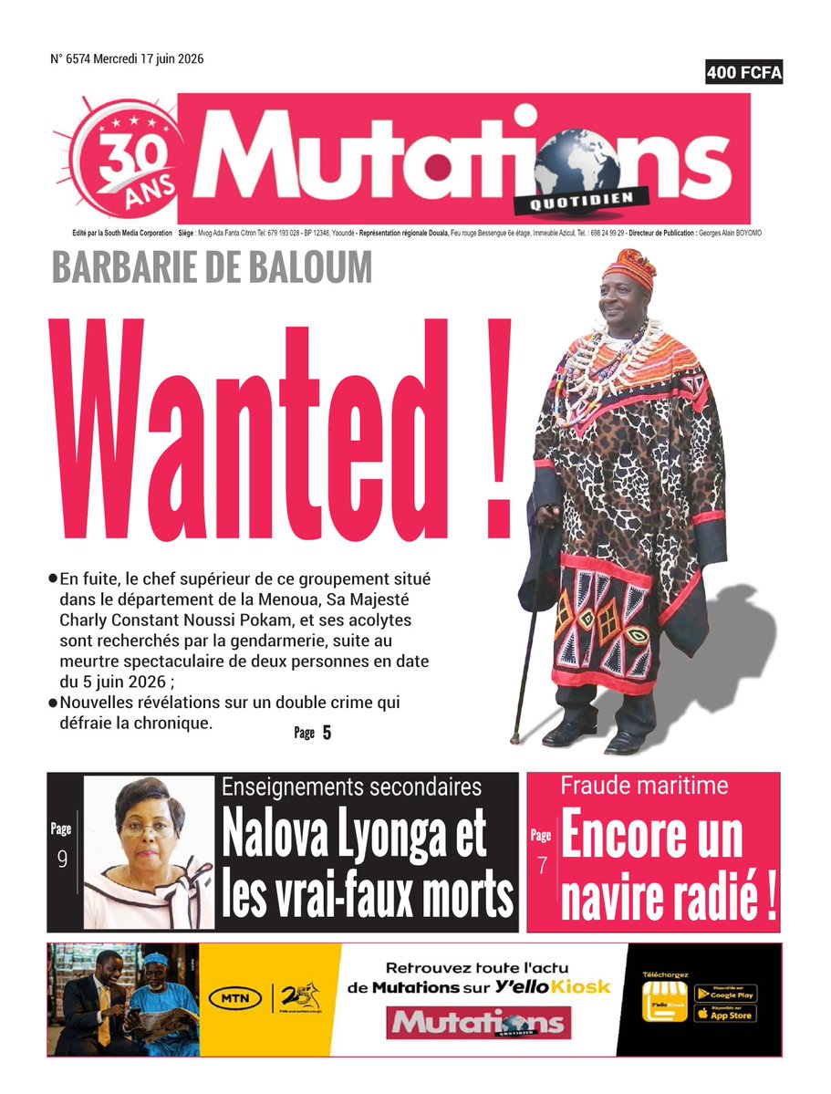 ekiosque's tweet photo. A la Une des journaux et magazines préférés de ce Mardi le 17/06/ 2026, accédez à l'intégralité via le lien https://t.co/oU76lsYbor, disponible sur Smartphone, tablette et PC. Abonnez-vous et profitez de l’information fiable partout à partir de 200f CFA. Lisez différemment sur ekiosque