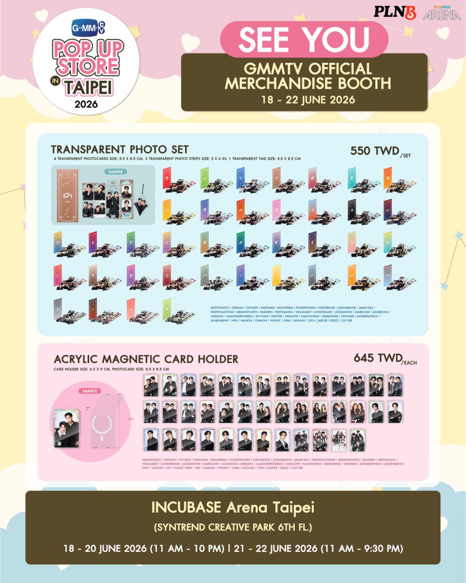 Shopnasium's tweet photo. See you! Get ready for the cute official merchandise at the GMMTV POP-UP STORE IN TAIPEI 2026.

18 - 20 JUNE 2026 (11 AM - 10 PM)
21 - 22 JUNE 2026 (11 AM - 9:30 PM)

INCUBASE Arena Taipei
(Syntrend Creative Park 6th FL.)

#GMMTVPOPUPSTOREINTAIPEI
#GMMTV https://t.co/nLquOM3FKd