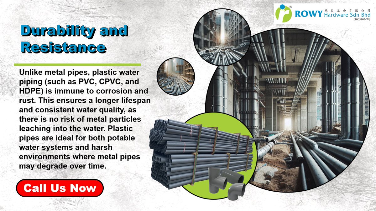 BhdRowy's tweet photo. PVC piping durability is defined by its resistance to internal pressure, stiffness, and mechanical properties, typically governed by international and regional standards.
#rowyhardware #rowypedia #plumbing #renovation #renovationproject #hardwarestore #hardwareshop https://t.co/YBQeQ05gGj