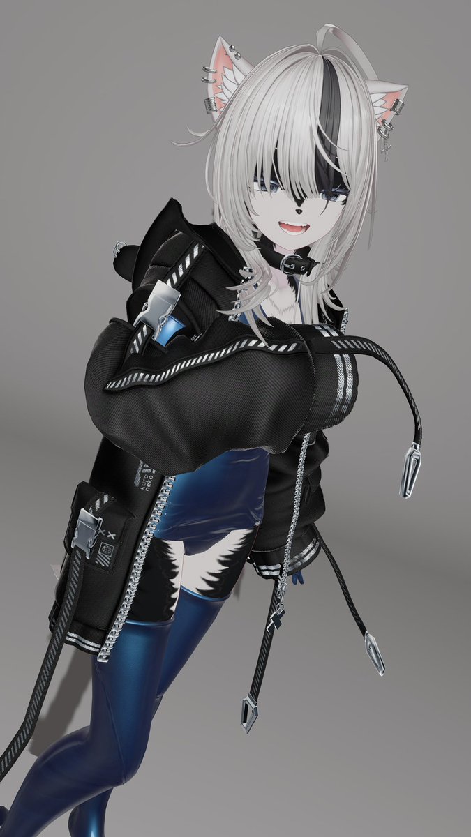 SIROGAMI_VRC's tweet photo. 最近改変で一番属性盛盛なんスク水ロンググローブニーソケモしなの(＋パーカー)な気がする https://t.co/dzjOEsNICP