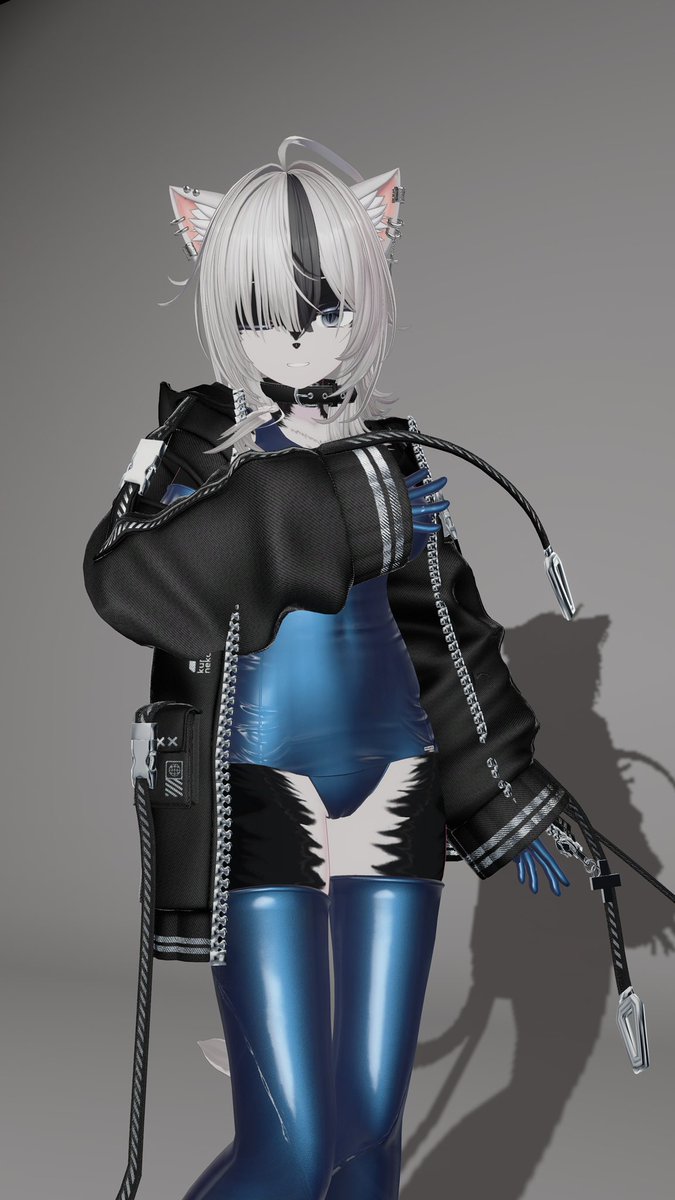 SIROGAMI_VRC's tweet photo. 最近改変で一番属性盛盛なんスク水ロンググローブニーソケモしなの(＋パーカー)な気がする https://t.co/dzjOEsNICP