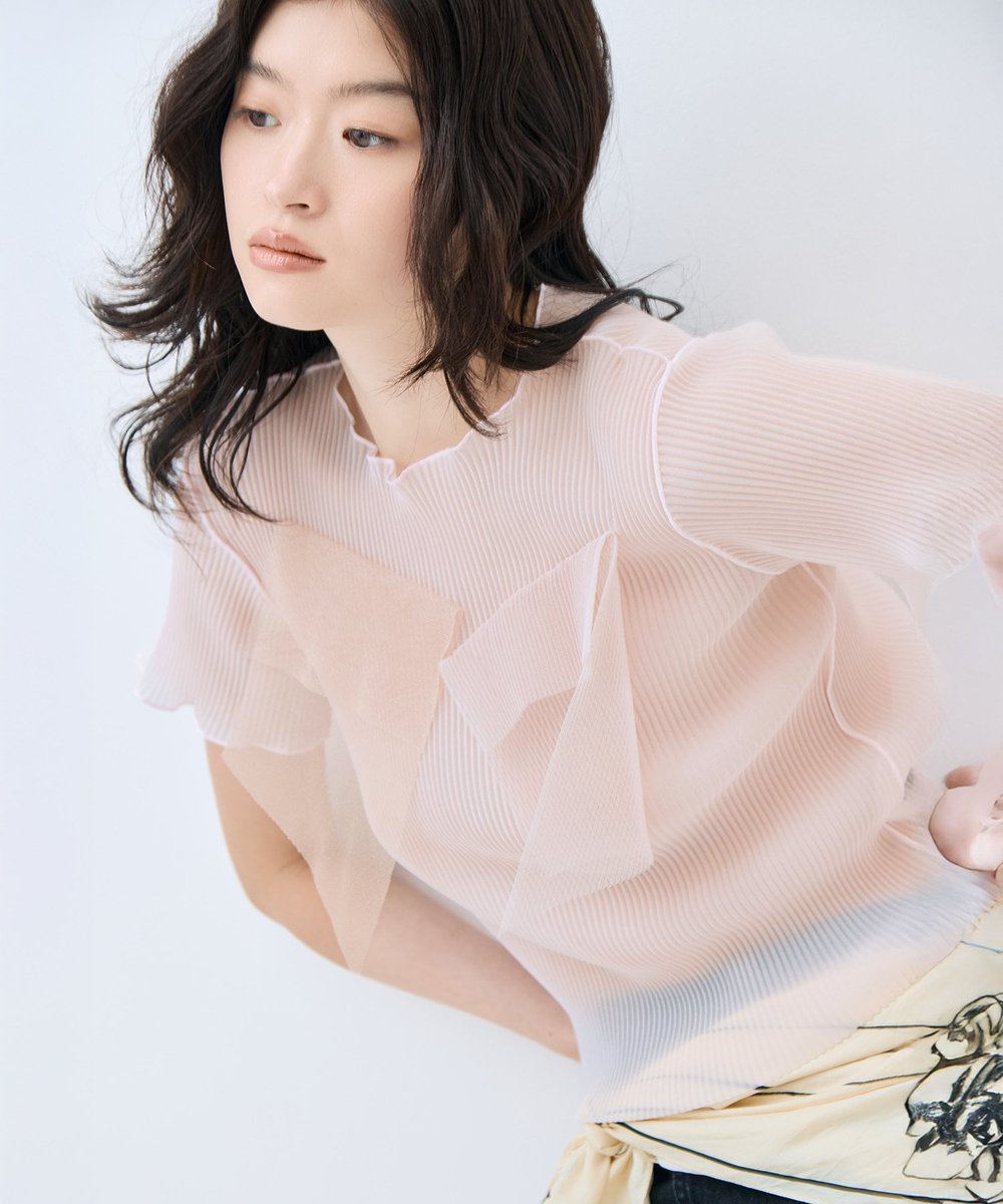 kotohayokozawa×STUDIOUS 別注 シアーラメショートスリーブトップス
