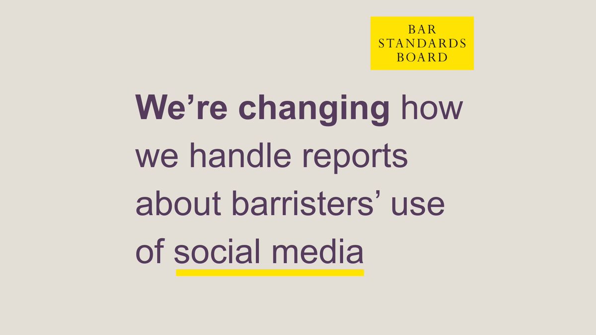 barstandards's tweet photo. We've changed our approach to reports about barristers' use of social media. 

🔗 Follow the link for more: https://t.co/ehTSb2NqcR https://t.co/Z7voJgpPL9