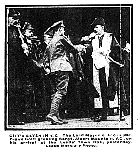 TheLastBantam's tweet photo. YORKSHIRE BANTAM WINS V.C.!

1918 - Sgt. Albert Mountain awarded the Victoria Cross for leading five men and a Lewis gun against 600 of the enemy at Hamelincourt, France.

The Last Bantam, about a Dublin Bantam, is in the Scarborough Fringe on Saturday!

https://t.co/TeQ3r4Gx73 https://t.co/rxxrblBpRP